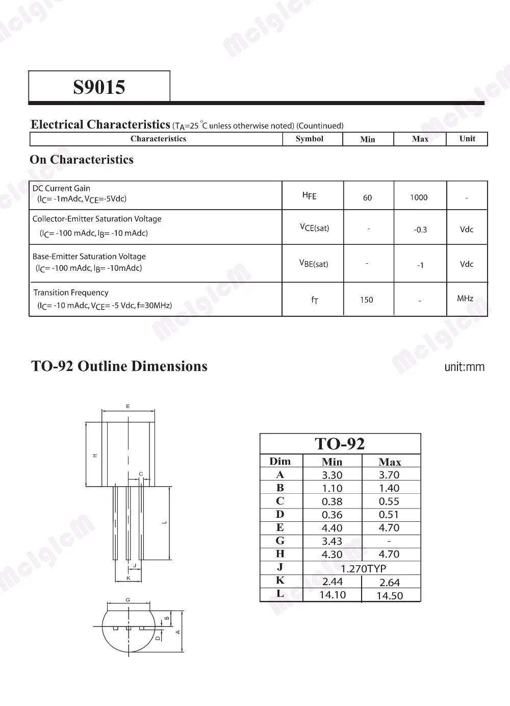 MCIGICM 5000 шт. S9015 в он-лайн Триод Транзистор-92 0.15A 50 В PNP