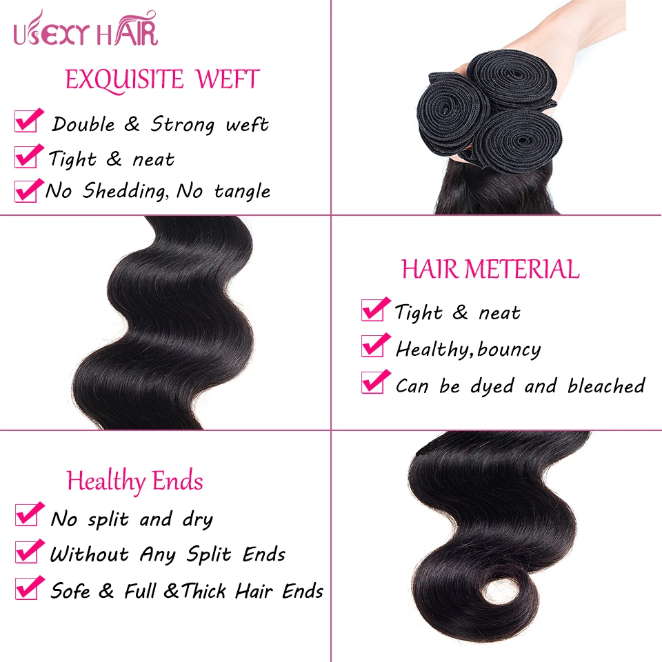 USEXY HAIR 13 x 4 Lace Frontal Closure with Bundles Brazilian Body Wave Human Hair Bundles with Lace Closure USEXY HAIR 13 x 4 Lace Frontal Closure with Bundles Brazilian Body Wave Human Hair Bundles with Lace Closure
