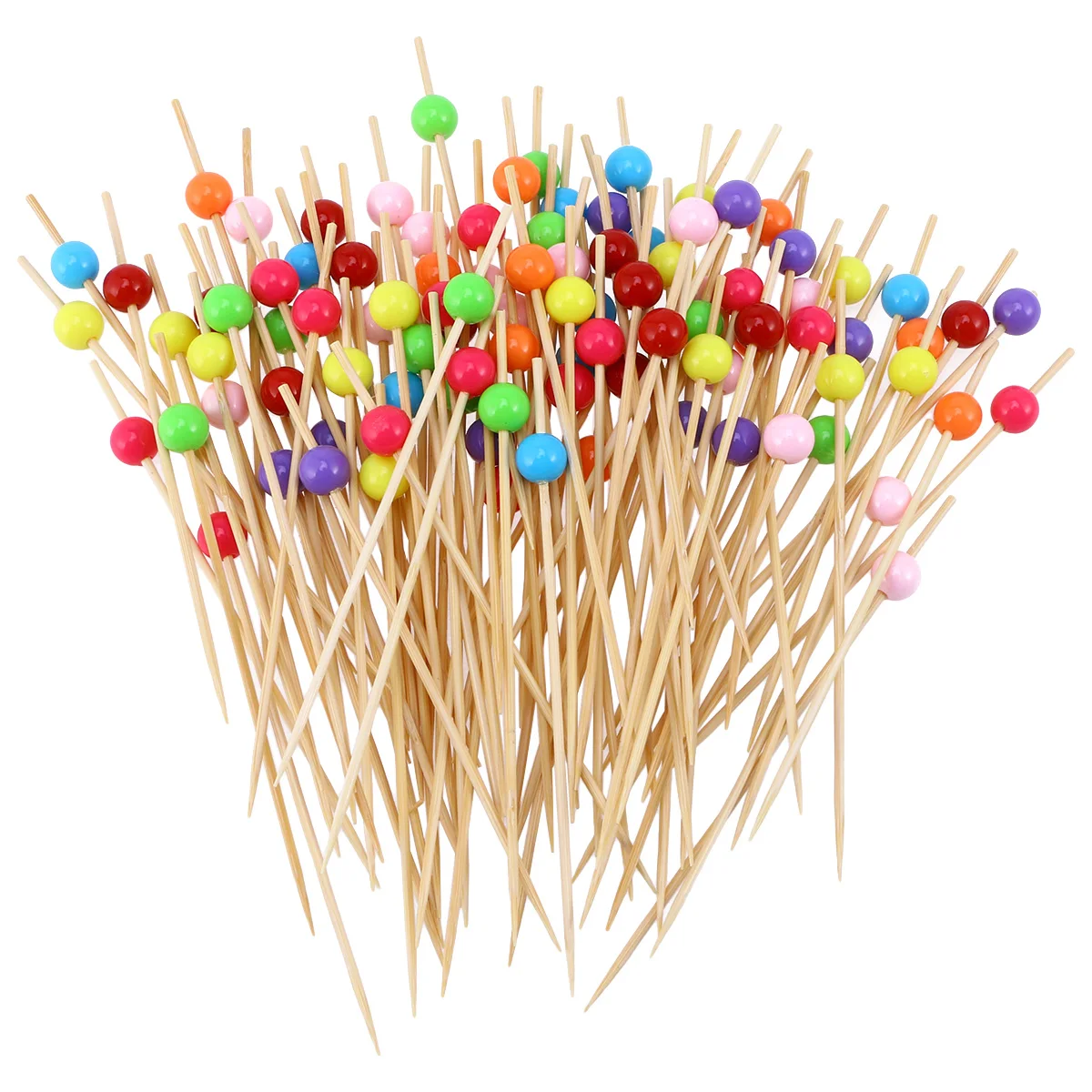 100 шт 12 см коктейльные палочки, креативные разноцветные Круглые бусинки ручной работы, закуска, выбор фруктов, вечерние палочки(смешанные - Цвет: Ball