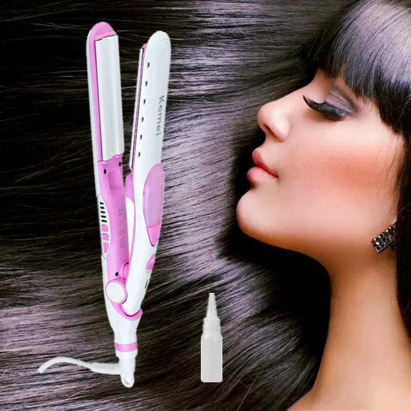 

Professional Steam Flat Iron Curling Styling Tools Ceramic Wet/Dry Steam Vapor Heater Salon Hair Straightener styler