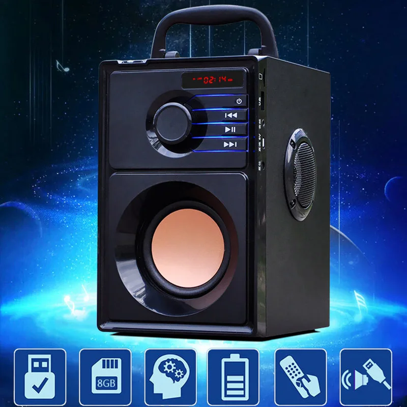 

Ship From Ru Newly Mini Wireless Bluetooth Speaker Wooden Subwoofer Mp3 Play FM Radio Computer Portable