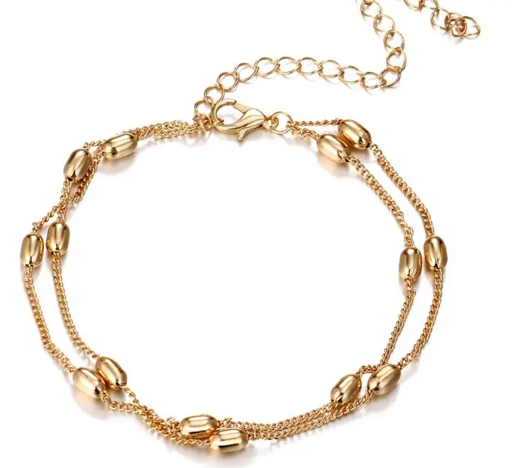 

Contracted pendant feet accessories double bead chain beach anklets