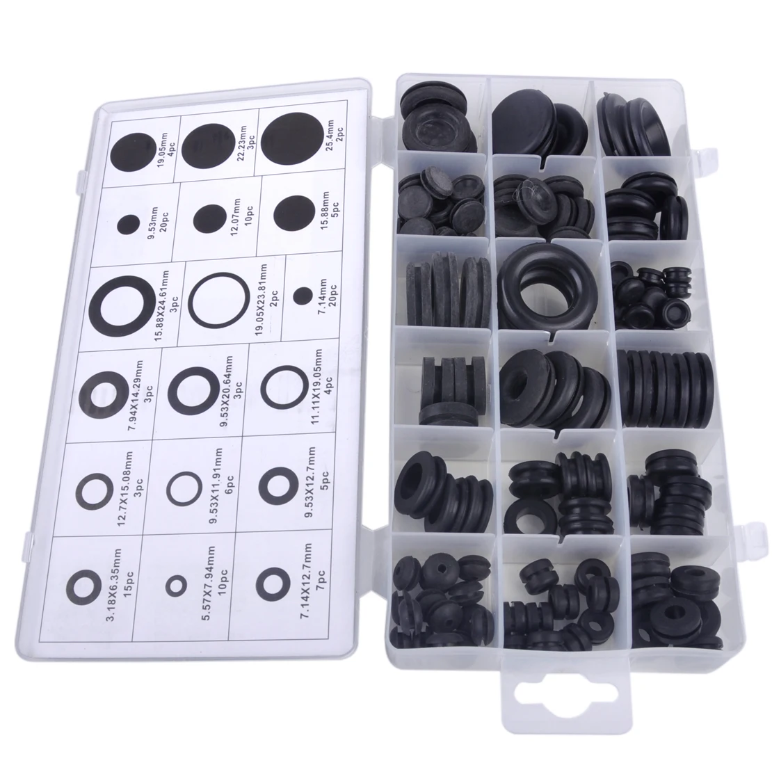 CITALL 125pcs 18 Sizes Black Assortment Car Auto Rubber Grommet