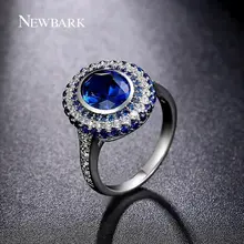 NEWBARK Marca de Lujo Blue Angels Anillo CZ Diamond Joyería de Cobre Chapado En Oro Blanco Anillos de Circonio Cúbico Para Las Mujeres Anel Vendimia