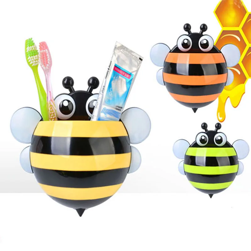 

1 Pc Toothbrush Holder Bee Toiletries Holder Rack Wall Mount Suction Stand Cup Attachment on the Crane Bathroom Accessories 2019