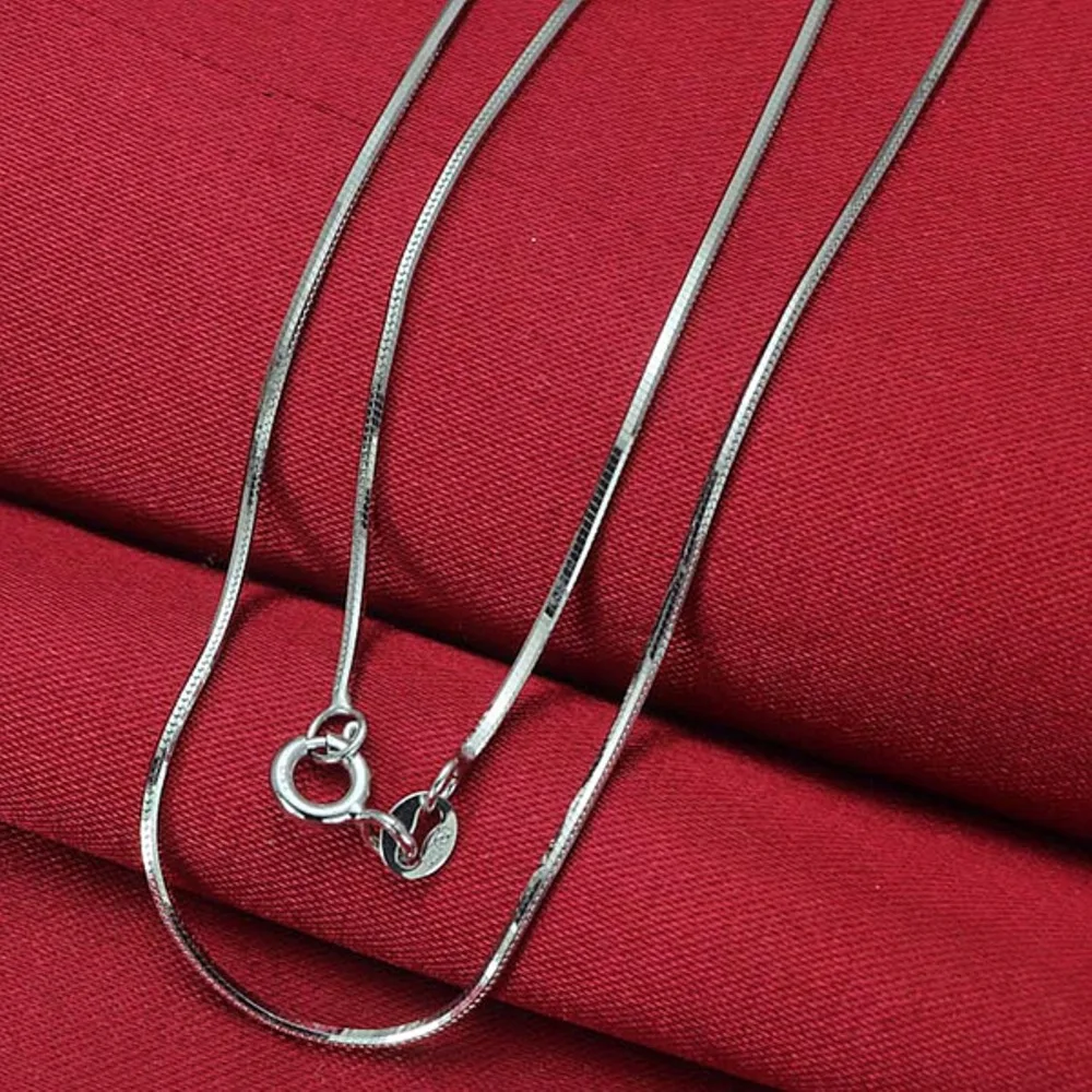 

Hot New Solid Au750 18K White Gold Chain Women's Snake Link Necklace 18inch
