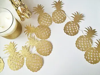

Giltter gold Pineapple banner, Pineapple Garland,Luau party decor, tropical wedding decor,flamingo party