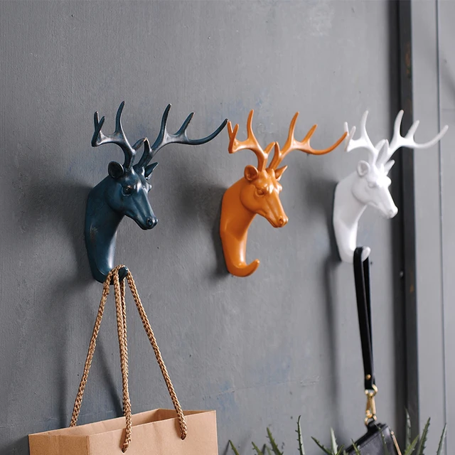 American Creative Deer Head Animal Decorative Hook Coat Retro American Creative Deer Head Animal Decorative Hook Coat Retro Clothes Hanging Three Dimensional Porch