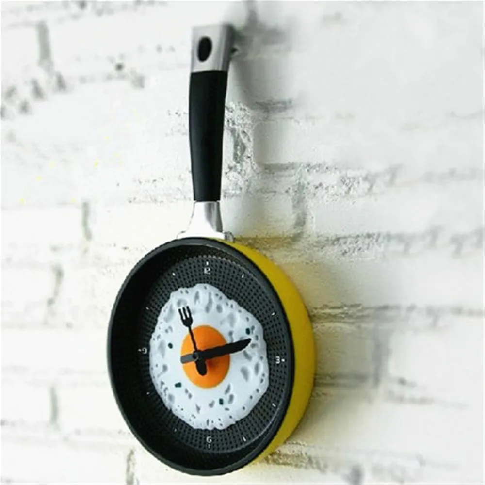 Сковорода Омлет из яиц современный дизайн настенные часы домашний декор(без батареи в комплекте)-желтые декоративные часы 36x19x3 см Прямая поставка