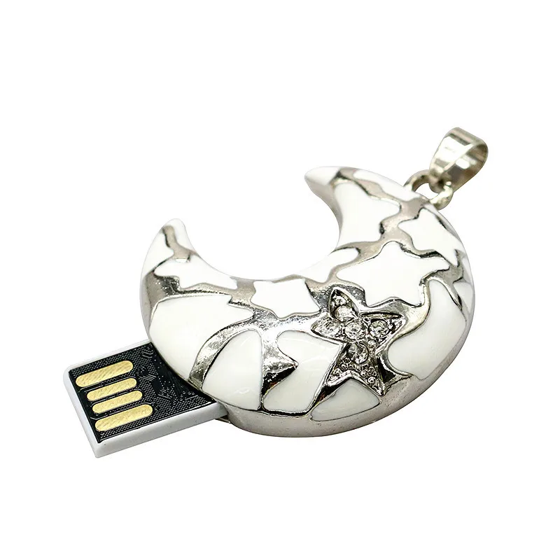 Кристалл USB Flash Drive Стик флэш-диск 4 ГБ 8 ГБ 16 ГБ 32 ГБ 64 ГБ Jewelry Цепочки и ожерелья moon Star Pen Drive подарки