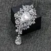 Vintage Style Clear Crystal Rhinestone Drop Wedding Brooches in Silver Color Plated ► Photo 3/5