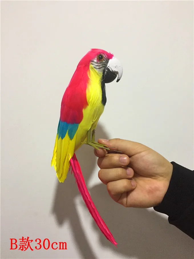 

large 30cm yellow&red feathers parrot bird simulation bird hard model,home garden decoration gift s1902