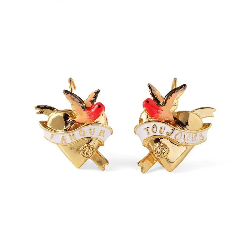 

2018 Amybaby Designer Enamel Glaze Red Heart Love Bird Womens Necklace Stud Earring Ring Bracelet Jewelry For Party