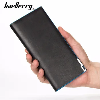 

Baellerry Thin Men Wallets Fashion Card Holder Blue Side Top Quality Wallet For Men Business Solid Male Thin Wallet Brand