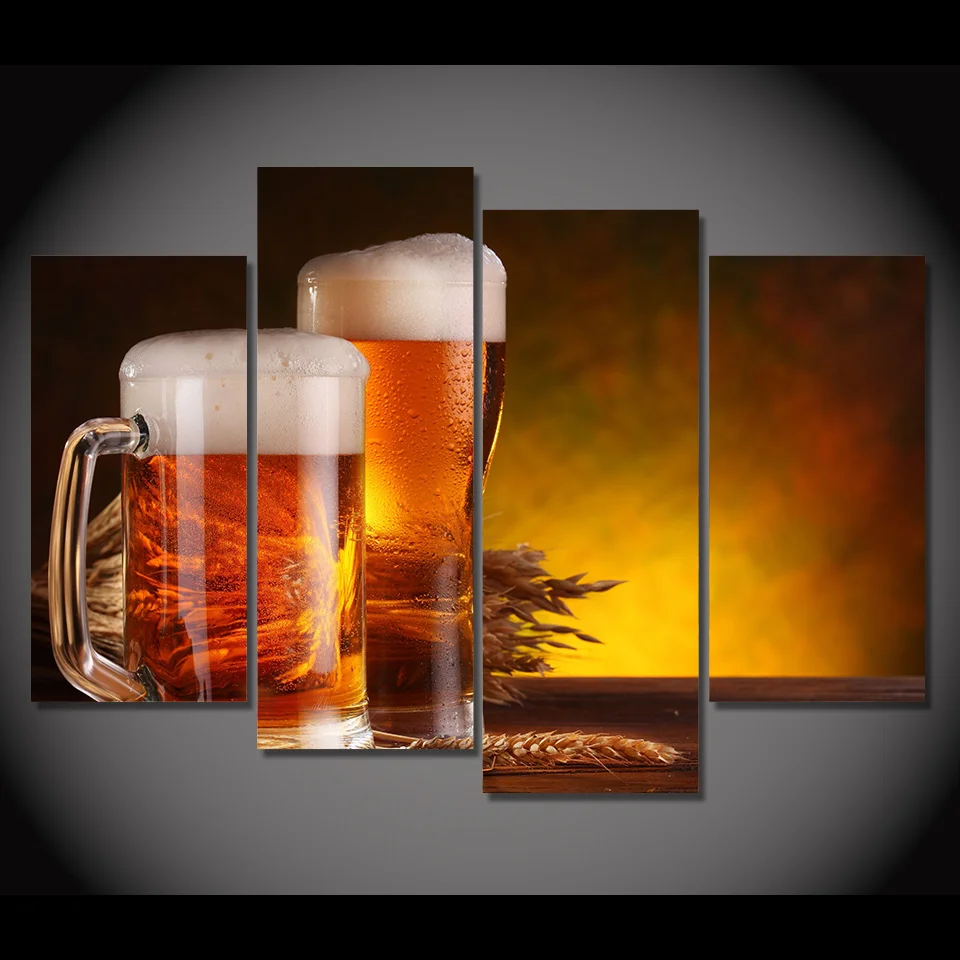 Print Canvas Painting beer glass foam beverage Wall Art Picture Bar