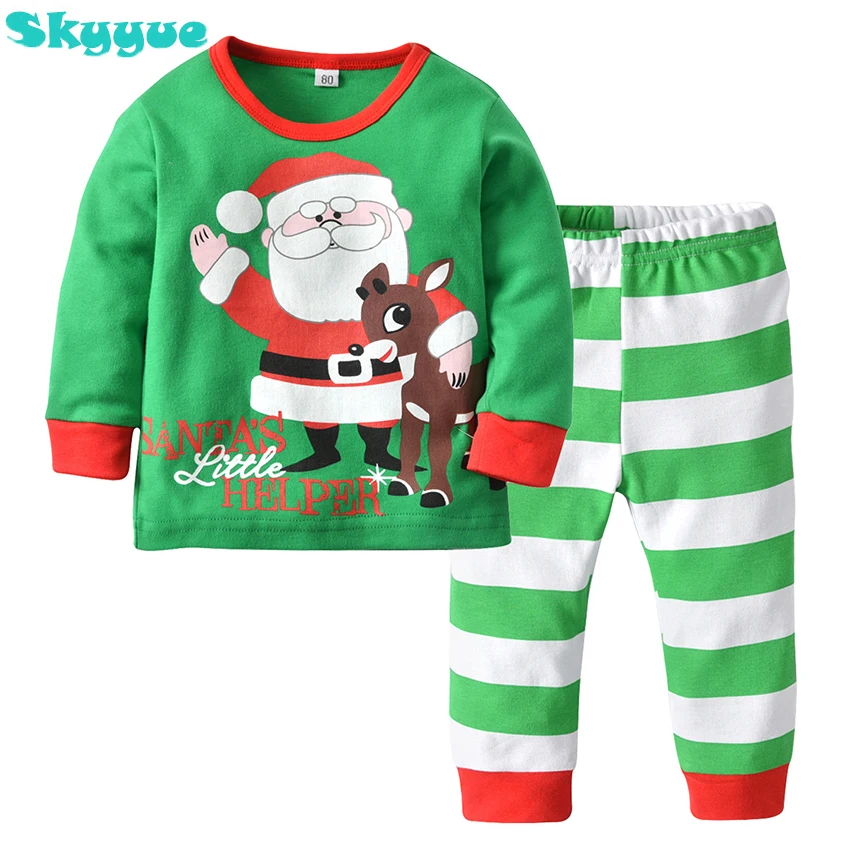 

Kids Boys Sleepwear Pajamas Child Cartoon long sleeve T-shirt+Pants christmas pajamas Nightwear New Year autumn/winter Pajamas