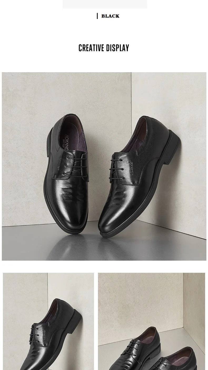 AOKANG/2019 Мужские модельные туфли; нескользящие оксфорды; мужские туфли из натуральной кожи; мужские туфли дерби; обувь высокого качества на