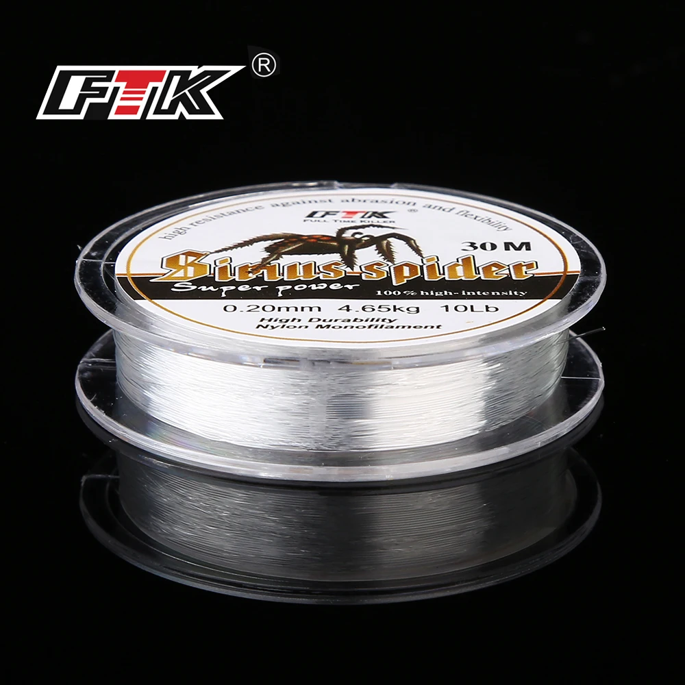 

FTK New Ice Fishing Line 100% Nylon Lines 30M DIA/MM 0.08mm-0.25mm 2.9-12.5LB 1.3-5.7kg for Winter Transparent
