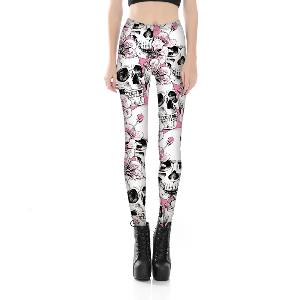 

2019 Hot sale High Waist pants Fashion Women 3D print skull flowers match Sexy comfortable fitness silm wholesale Free ship