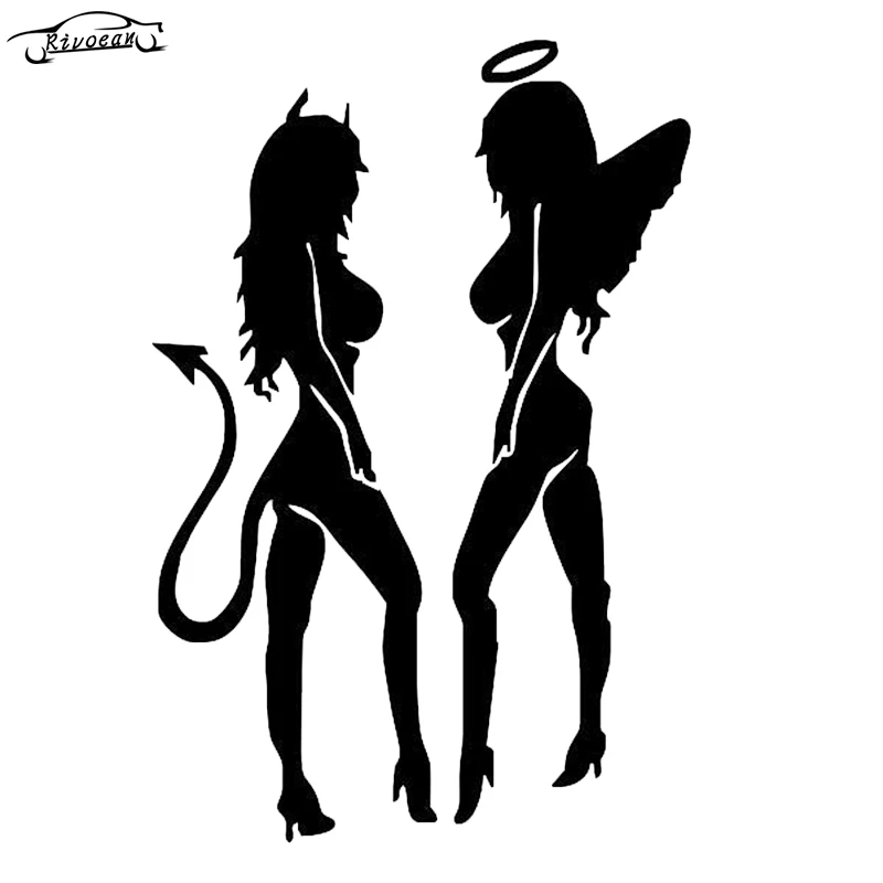 

Hot Car Styling Classic Sexy Girls Sticker Anger Devil Beauty 16*11cm White Car Decal Car Accessories #MY