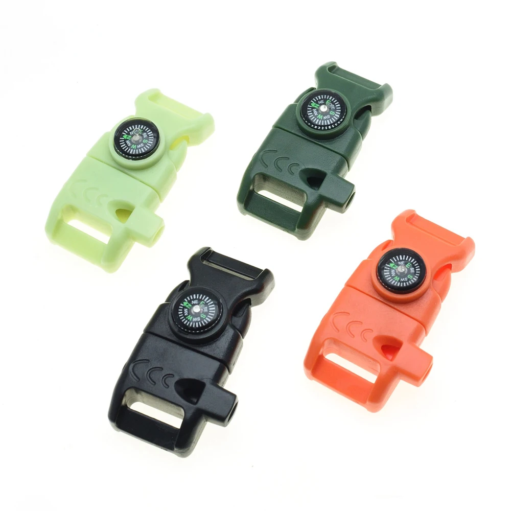 

1pcs 5/8" Side Release Whistle Compass Buckle Scraper Parachute 550 Cord Paracord Bracelet Outdoor Camp Backpack Survival Kits