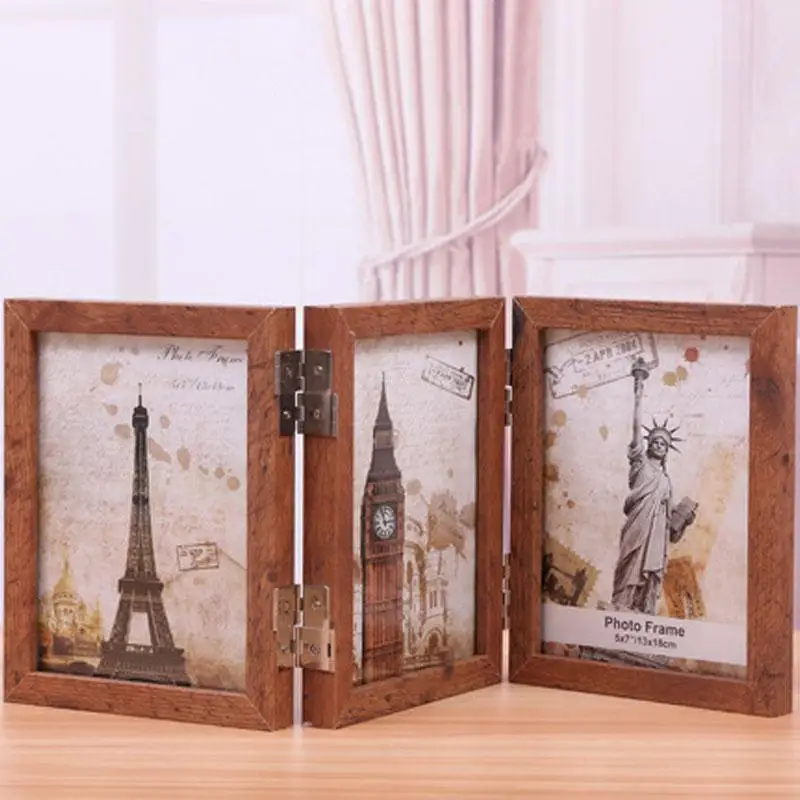Винтажная Современная фоторамка со стеклянной рамкой для рисования домашний декор подарки креативная имитация деревянная рамка для картин семейный дисплей - Цвет: brown