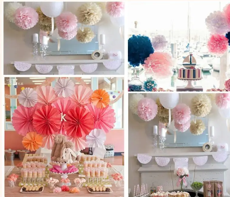 30 Цвета 16 дюймов (40 см) висит свадебные круглые бумажные салфетки Pom Poms цветок