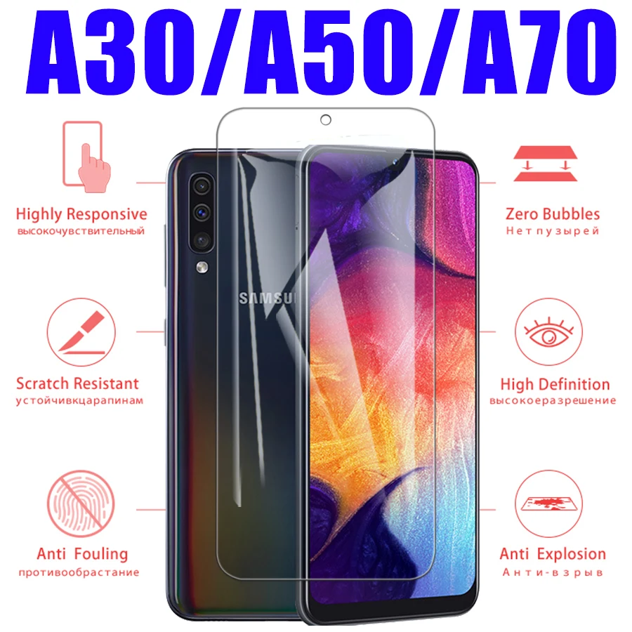 

safety film on for samsung a50 protective glass samsug galaxy a 50 a70 a 70 a30 a 30 screenprotector glas 50a 30a 70a galaxi 9h