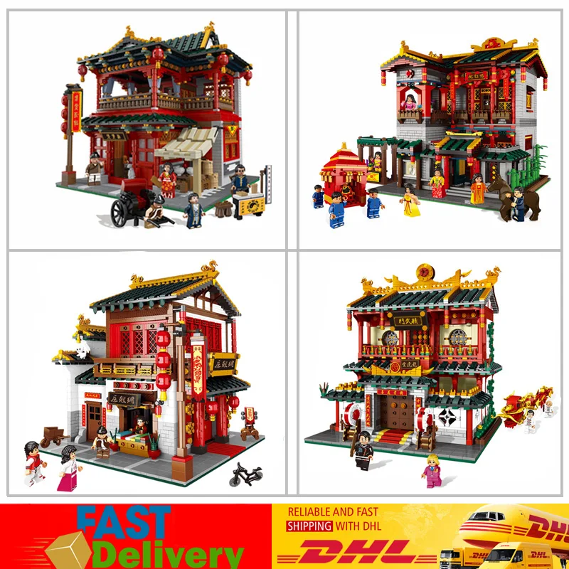 

In Stock XingBao Chinese Style 01001 + 01002 +01003+01004 Model Building Blocks Bricks Educational Toys Birthday Christmas Gifts
