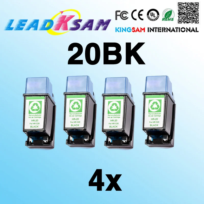 4x LEADKSAM compatible For HP 20 C6614D Ink Cartridge For HP20 DeskJet 610C 610CL 612C 640C 656C 