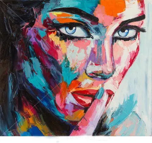 

100%Handmade Hand Painted Canvas Oil Painting Wall Art Woman Face Pop Art