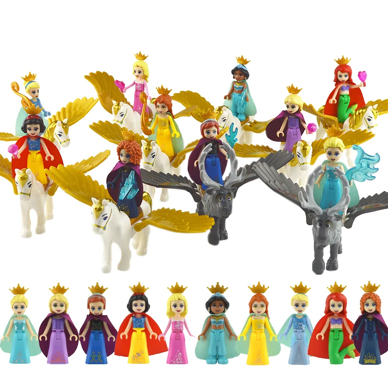 10pcsset Toy Legoingly Animal Flying Horse Girl Princess Figure Building Blocks Sets Models Educational Toys for Children (3) - 