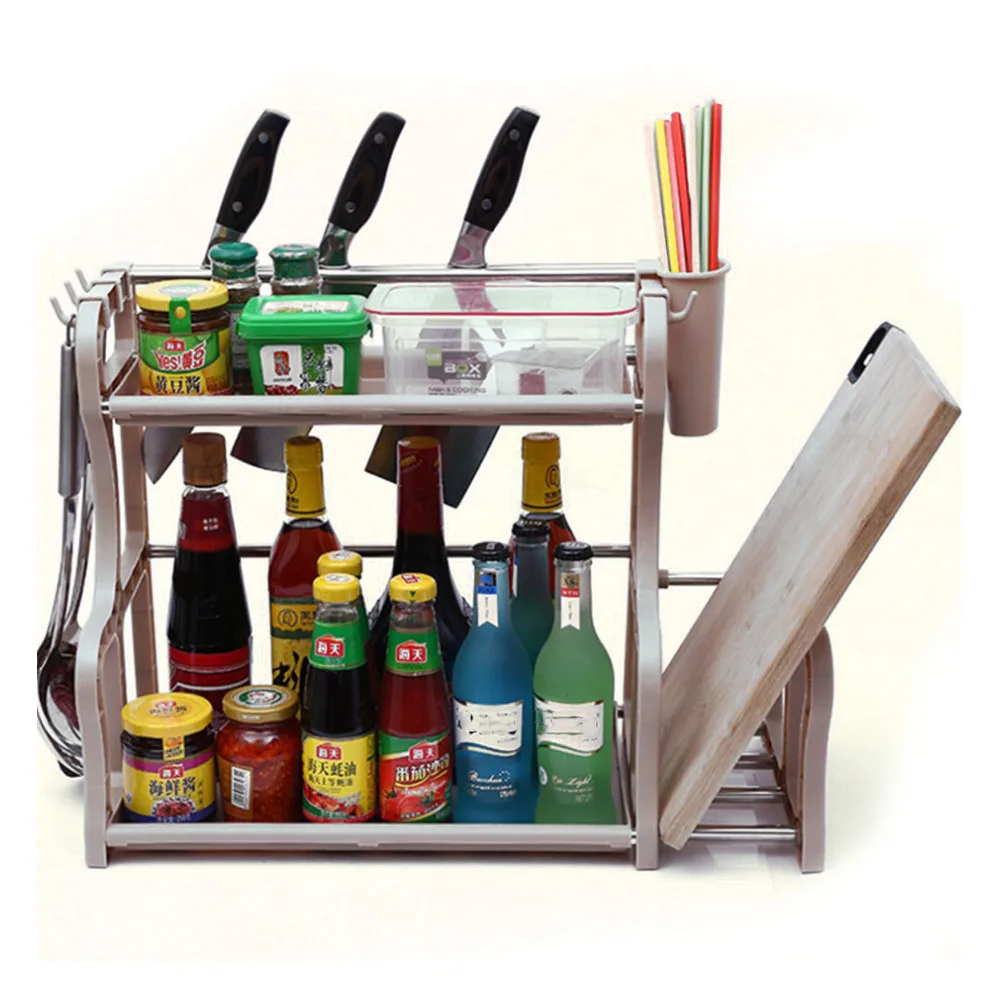 Kitchen Shelf Kitchen Racks Spice Racks with Knife Holder Chopping Board Chopsticks Storage