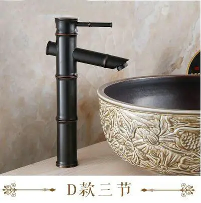 3 стиля Bamboo масло втирают Бронзовый черный отделка ванной бассейна горячей и холодной смесителя высокого качества водопад кран JM5454 - Цвет: black
