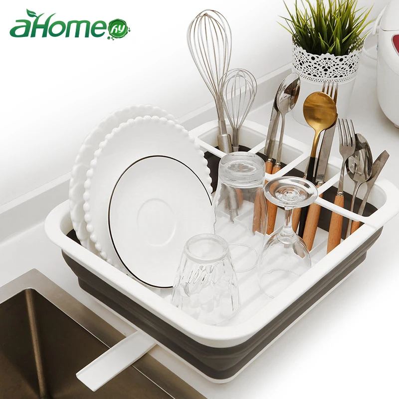 

Silicone Folding Storage Rack Kitchen Tableware Dinnerware Organizer Drainer for Dishes Bowls Cups Kitchen Gadgets