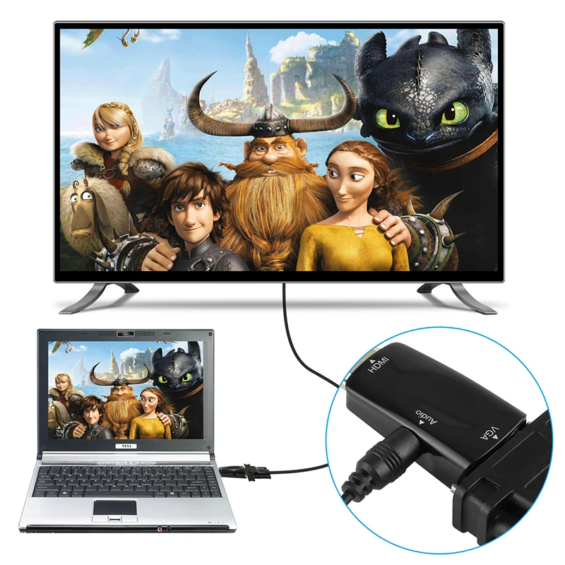 YUNCLOUD вход HDMI мужчин и женщин VGA 3,5 аудио 1080 P видео адаптер конвертер переключатель с Aux кабель