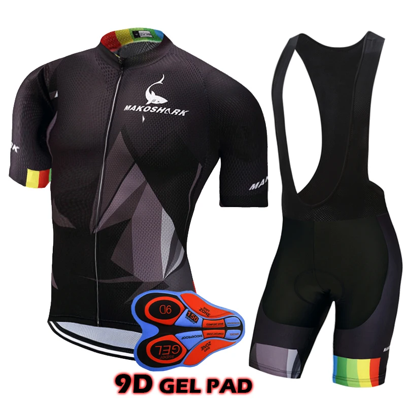 

Pro Team Black Cycling Jersey Set Short Sleeve Cycling Clothing Breathable Ropa Ciclismo Cycling Jersey and Bib Shorts Suits