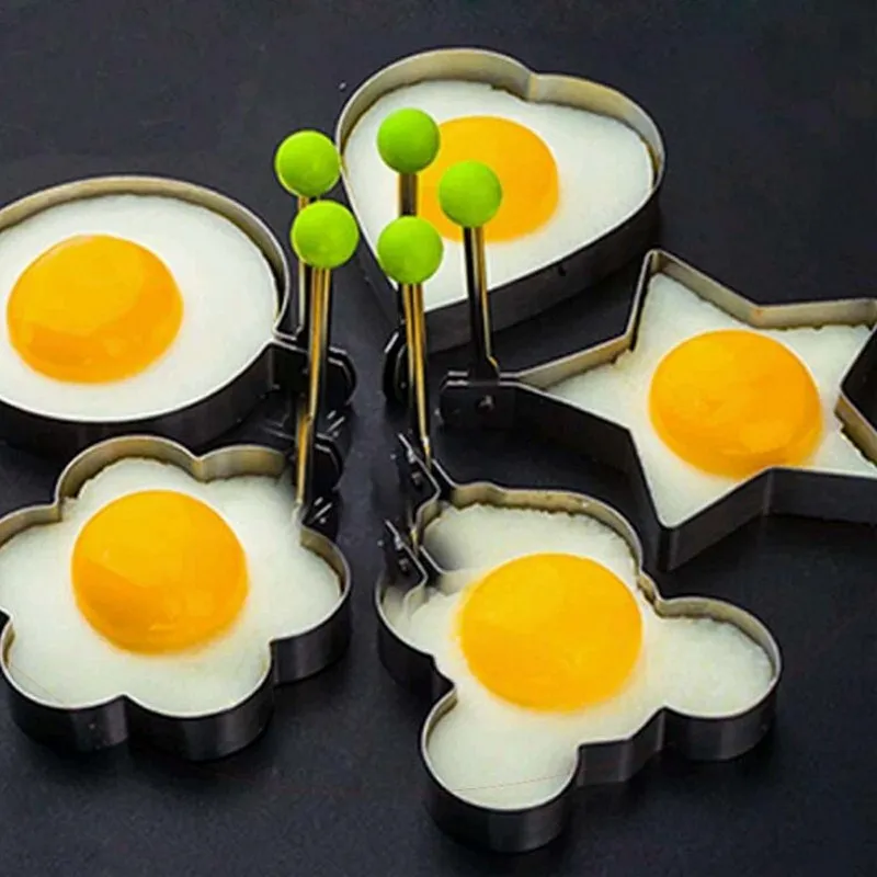 

Stainless Steel Lovely Egg Mold 5pcs Fried Egg Mold Pancake Heart Shaped Rings Mold Kitchen Accessories Cooking Tools