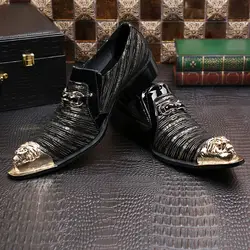 2018 итальянский Мужские туфли из натуральной кожи модные Дизайн черный с прозрачной пряжкой Для мужчин повседневные туфли на плоской