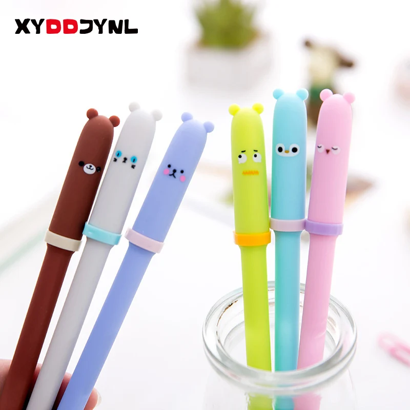 

1pc Korea Cartoon Animal Expression Gel Pen Student Writing Signature Pen Black Ink Office Stationery Supplies