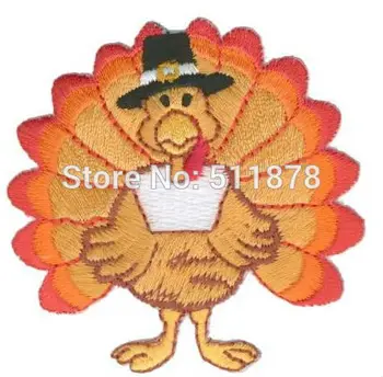 

3" Turkey with Hat Thanksgiving baby boys girls Applique Embroideried Uniform Cartoon Costume Cosplay Embroidered iron on patch