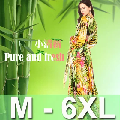 

Spring and Summer Plus Size M-5XL 6XL Women's Tropical Plants Floral Printed Chiffon Dresses Boho Sexy Bohemia Beach Maxi Dress