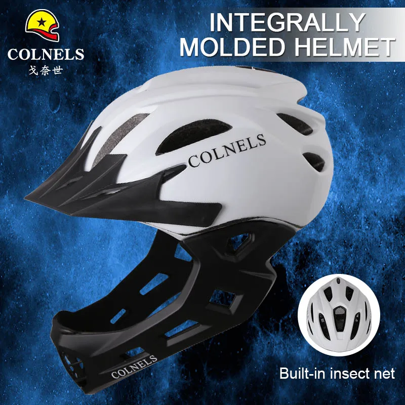 Children safety full face Bike helmet MTB cycling helmet kids visor Detachable fullface helmet COLNELS bicycle helmet 52-56cm Children safety full face Bike helmet MTB cycling helmet kids visor Detachable fullface helmet COLNELS bicycle helmet 52-56cm