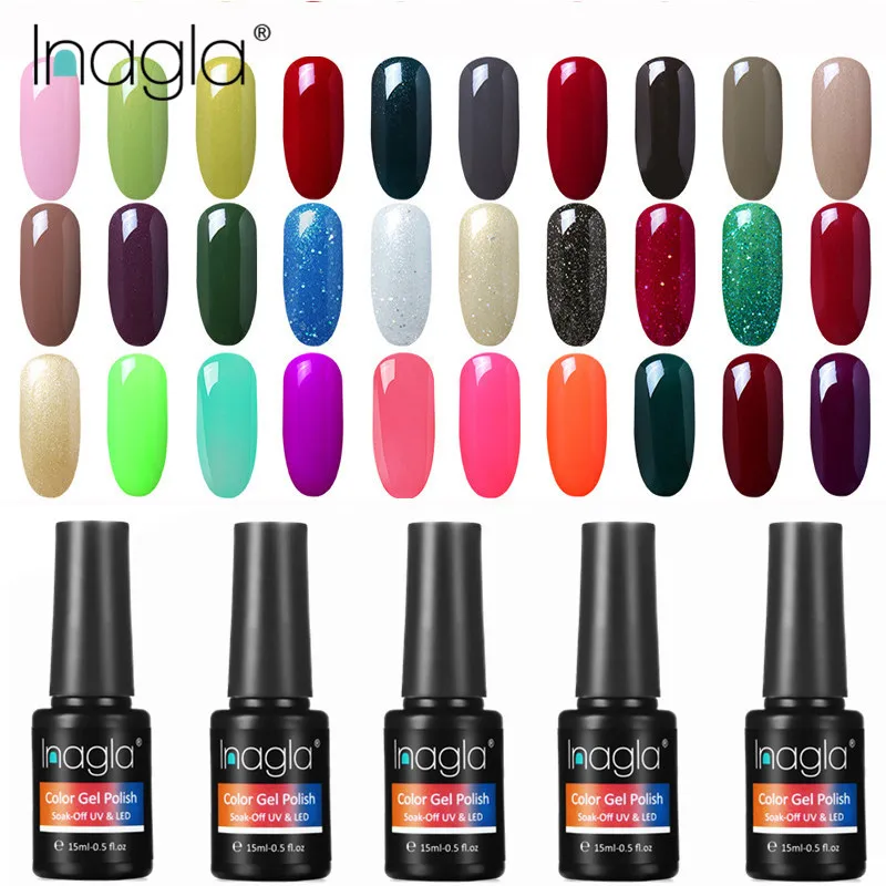 

Inagla Nail Art Gel 15ML UV LED Lamp Pure Gel Nail Polish Long-lasting Top Base Soak Off Varnish Lacquer Nail Gel Nail Manicure