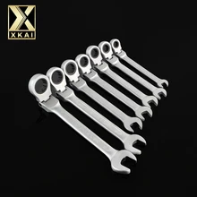 XKAI 8.10.12.13.14.17.19mm Flexible Head Ratchet Spanner Combination wrench a set of keys ratchet handle tools torque wrench