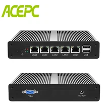 Безвентиляторный мини-ПК PFsense сервер Celeron J1900 4 ядра 4 Gigabit LAN маршрутизатор брандмауэра Windows 10/8/7/Vista неттоп HTPC RJ45 VGA Minipc