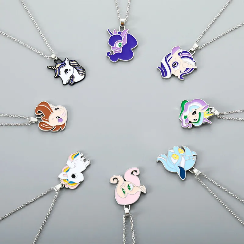 

Fashion Cartoon Unicorn DIY Necklace Cute Colorful epoxy animal Drop Pendant enamel alloy ornament for jewery DIY craft supply