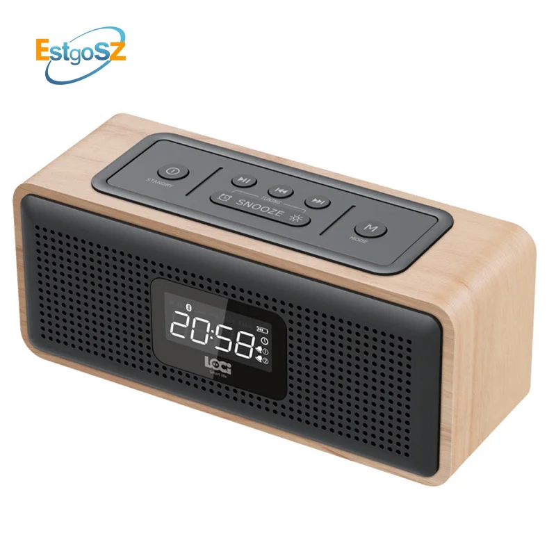 

EStgoSZ Retro Wooden Radio Bluetooth Speaker Subwoofer FM Support Alarm Clock AUX TF Card USB Disk With Remote Control H91