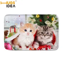 HUGSIDEA Рождество кошка собака узоры Новогодний подарок Дверной Коврик Прямоугольник фланелевый ковер украшения гостиной 59*40 см