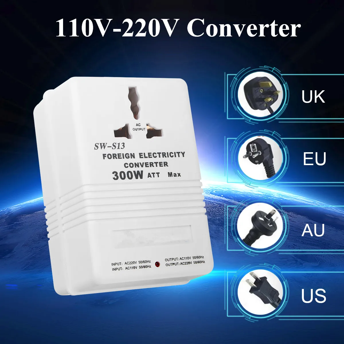 AC 110/120V постоянного тока до 220/240V 300W шаг вверх вниз Напряжение конвертер адаптер трансформатор